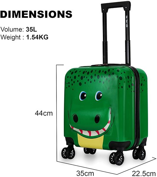 Dětský kufr Dětský cestovní 3D kufr Dino, hranatý ...