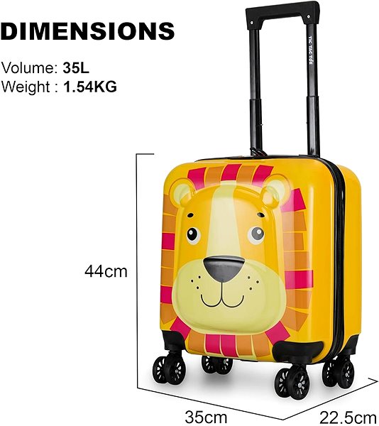 Dětský kufr Dětský cestovní 3D kufr Lev, hranatý ...