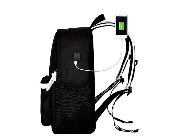 Kids Backpack Verk 27137 Smart glowing unisex backpack with USB, pencil case, lock, 19 l, black .