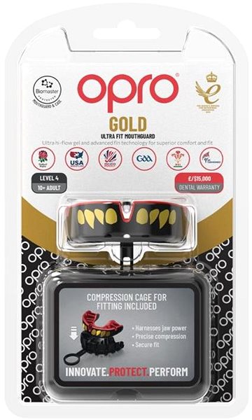 Fogvédő OPRO Gold Jawz, fekete/arany ...