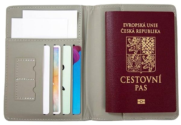 Kártyatartó Kufryplus WGK03 Útlevél- és kártyatartó tok RFID védelemmel, szürke ...