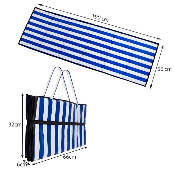 Strand matrac TRIZAND 23137 Összecsukható kemping / strand matrac, 190×66×1 cm, kék-fehér ...
