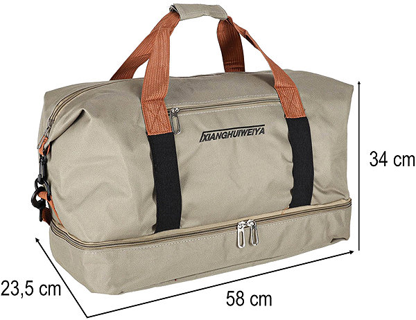 Sports bag KIK KX2992 Travel sports bag 58 × 34 cm, beige .