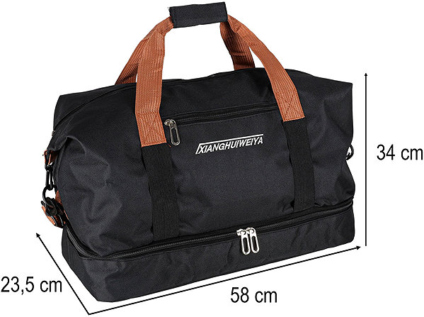 Sports bag KIK KX2992 Travel, sports bag 58 × 34 cm, black .