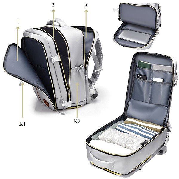 Backpack eCa PL180 Travel backpack 25 l, grey .