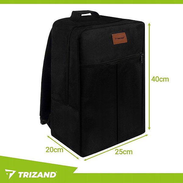 Backpack Trizand 26895 Travel airplane backpack 20 l, black .