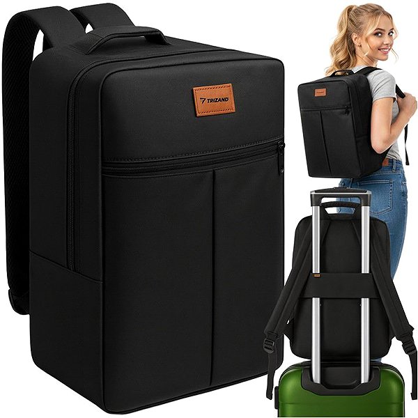 Backpack Trizand 26895 Travel airplane backpack 20 l, black .