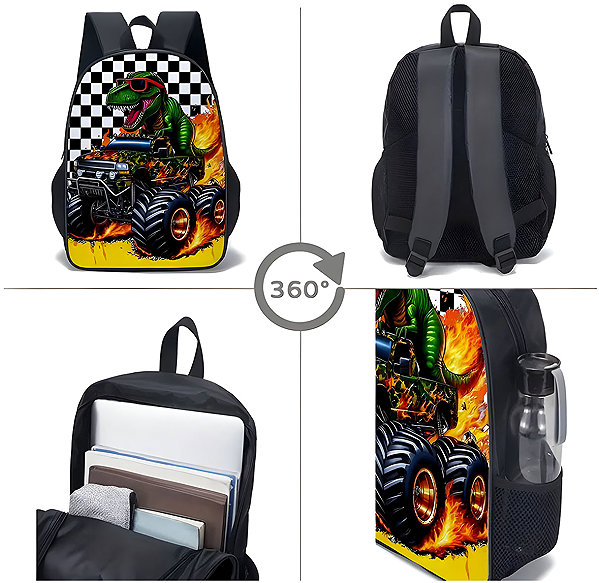 School backpack Excellent School set 3 pcs - Green dinosaur .