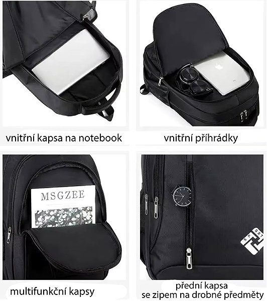 Backpack Platinium Backpack with USB port 30 l, black .
