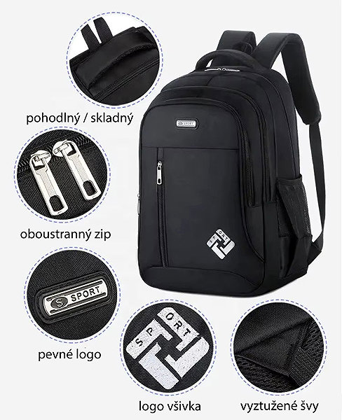 Backpack Platinium Backpack with USB port 30 l, black .