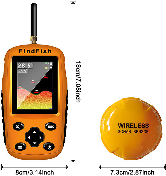 Bentech FindFish Y-01 portable fish finder with wireless sonar.