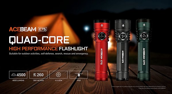 Flashlight AceBeam LED flashlight E75, 4500 lm, black ...