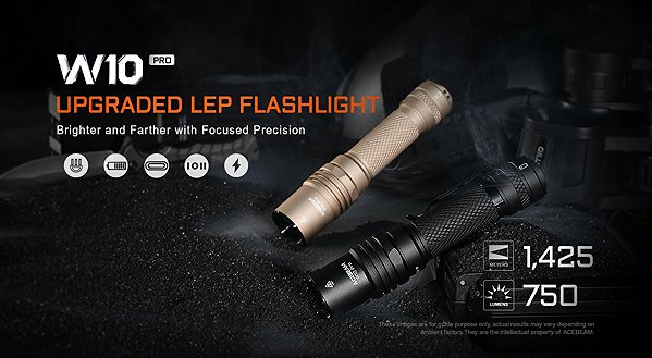 Flashlight AceBeam Tactical LEP Flashlight W10 Pro, 750 lm, black ...