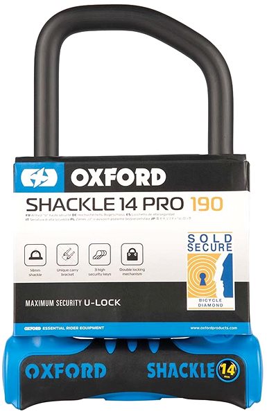 Kerékpár zár OXFORD U-lock profil SHACKLE14 PRO (177 x 260 mm) ...