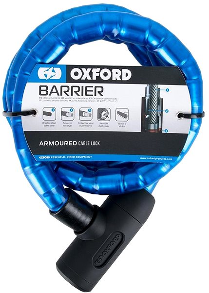 Motorcycle lock OXFORD BARRIER lock, (blue, reinforced, length 1.4 m) .