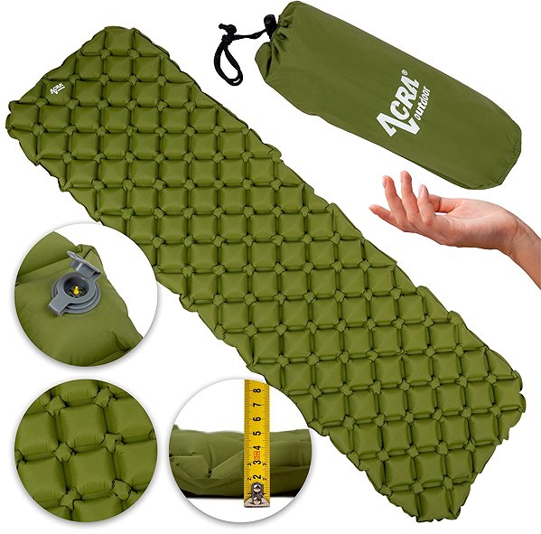 Inflatable car mattress Acra Inflatable car mattress 190 × 58 × 5 cm green .