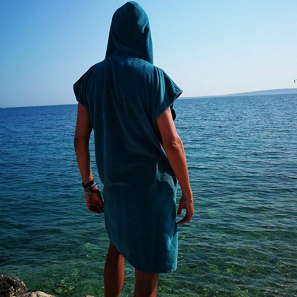 Agama Poncho bamboo towelling poncho, 3XL petrol .