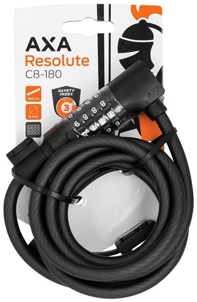 Zámok na bicykel AXA Cable Resolute C8 – 180 Code Mat black ...
