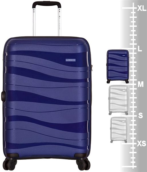 Cestovný kufor Azure SIROCCO T-1233/3-L, modrý Tabuľka veľkostí