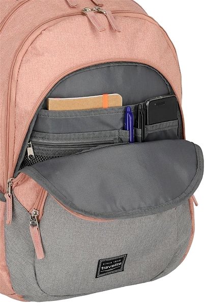 Mestský batoh Travelite Basics Backpack Melange Rose/grey Vlastnosti/technológia