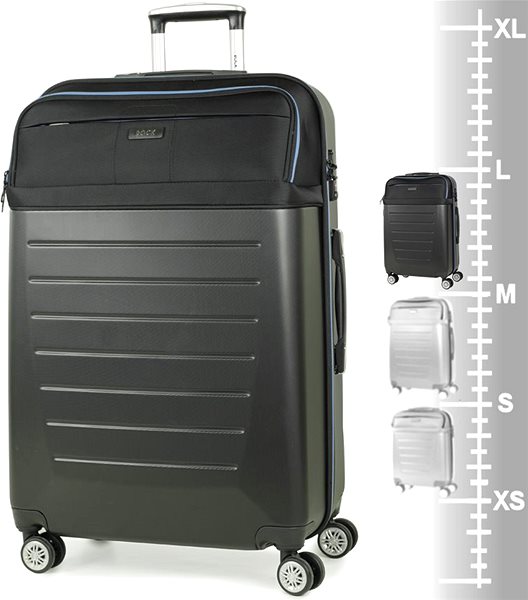 TSA záras bőrönd Rock TR-0166/3-L ABS/PES - fekete Mérettáblázat