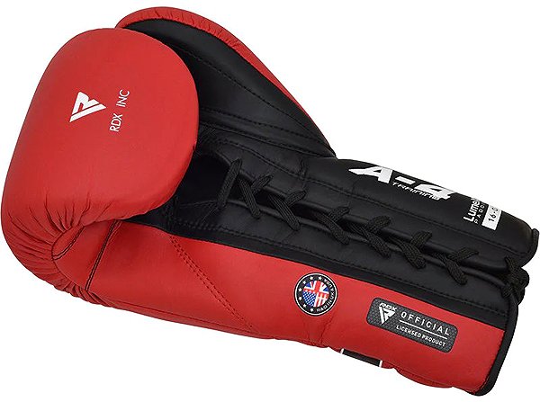 Boxing gloves RDX Lace-up training gloves Apex red 14 oz .