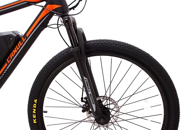 Elektromos kerékpár CANULL GT-27,5 MTBS M-es méret fekete/narancsszín Jellemzők/technológia
