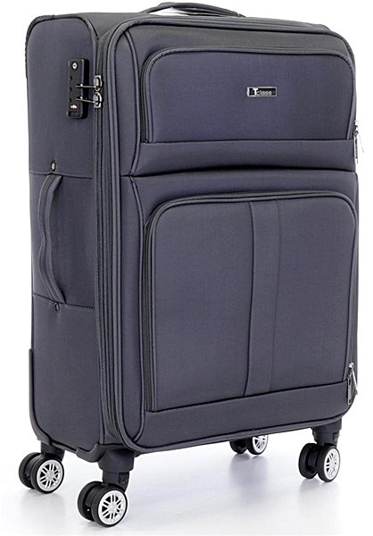 Cestovný kufor Stredný cestovný kufor T-class® 932, sivý, L Predná strana – 3D