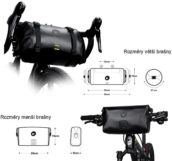 Taška na bicykel Rhinowalk X21998 na riadidlá Vlastnosti/technológia