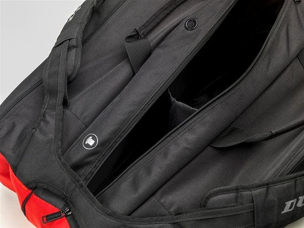 Sporttáska Dunlop CX Performance Bag, 12 ütő, Thermo fekete/piros Jellemzők/technológia