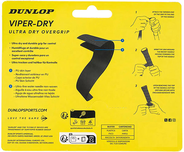 Dunlop Viper Dry racquet wrap black .