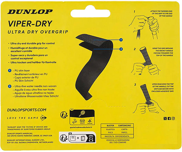 Wrap for racket DUNLOP Viper Dry wrap white 3 pcs .