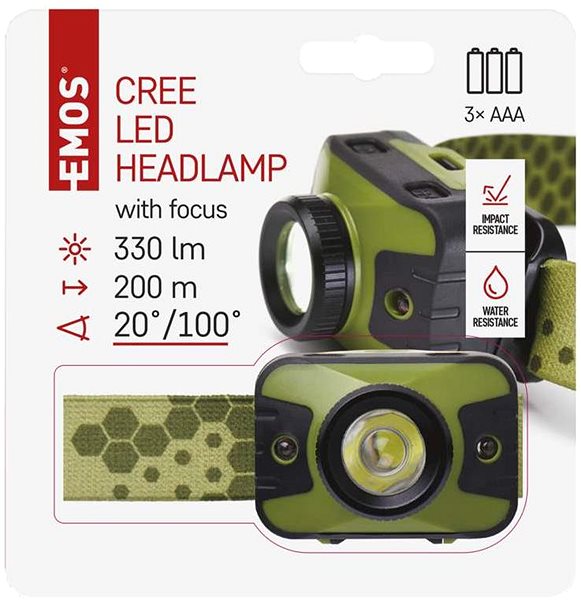Fejlámpa EMOS CREE LED P3539 330 lm 200 m 3× AAA ...