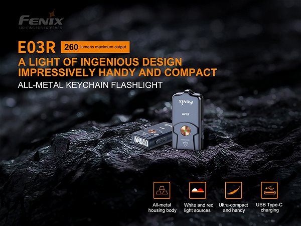 Flashlight Fenix E03R Features/technology