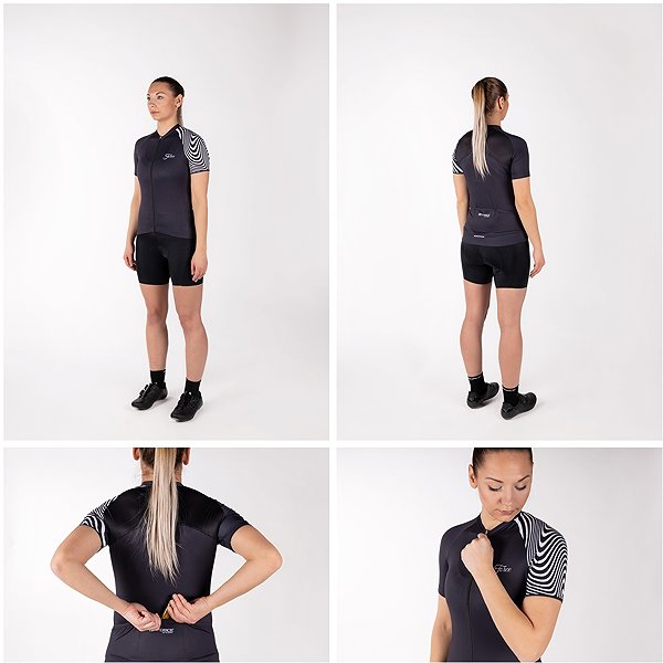 Cycling jersey Force Stream Lady jersey short sleeve, black XXL .