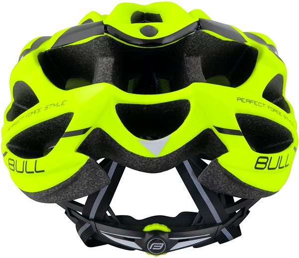 Prilba na bicykel Force BULL, fluo-čierna S – M, 54 cm – 58 cm Zadná strana
