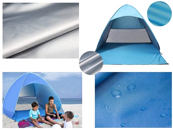 Stan Verk 14417 samorozkladací stan UV, plážový, 160 × 140 × 110 cm, modrý ...