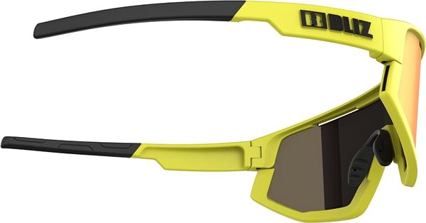 Kerékpáros szemüveg Bliz FUSION Matt Neon Yellow Brown w Purple multi Cat.3 Oldalnézet