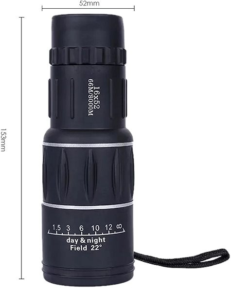 Binoculars Genetic 0904 Monocular 16x52 Size chart