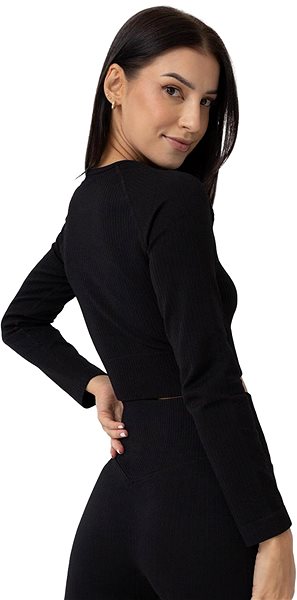 Tričko GymBeam Dámske tričko FLO Ribbed Crop Top Black S ...