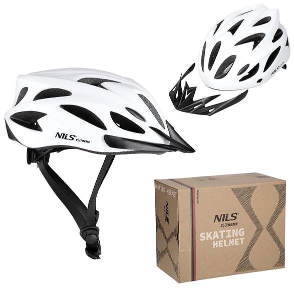 Bicycle helmet NILS EXTREME MTW291 white size. M (51-60 cm) helmet .