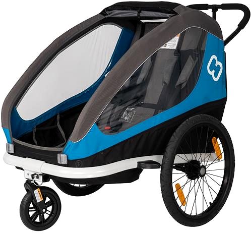 Detský vozík za bicykel HAMAX Traveller dvojmiestny za bicykel vr. ramená + kočíková súprava Petrol Blue / Grey ...