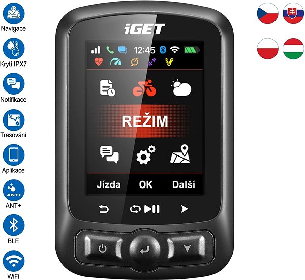 GPS navigáció iGET CYCLO SZETT C250 GPS navigáció, AC200 tartó, AC61 pedálfordulat érzékelő, AS250 tok, AHR4 mellkaspánt ...