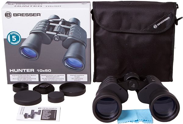 Binoculars Bresser Hunter 10x50 Binoculars Package content