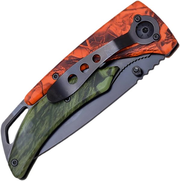 Pocket knife JKR Folding knife, camouflage, green-orange .