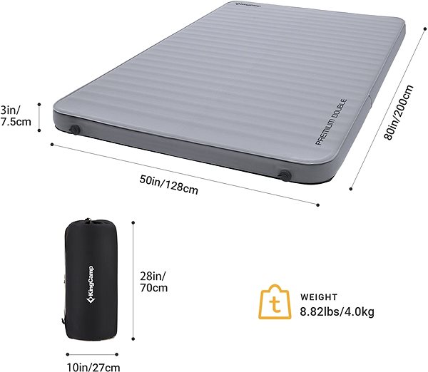 Felfújható matrac KingCamp Premium Double Grey ...