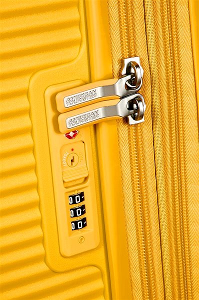 Bőrönd American Tourister Soundbox Spinner 55 EXP Golden Yellow Jellemzők/technológia