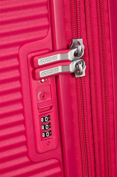Cestovný kufor American Tourister Soundbox Spinner TSA Lightning Pink Vlastnosti/technológia