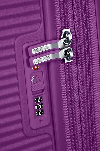 Cestovný kufor American Tourister Soundbox Spinner TSA Purple Orchid Vlastnosti/technológia