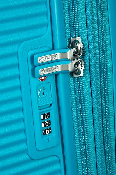 Cestovný kufor American Tourister Soundbox Spinner TSA Summer Blue Vlastnosti/technológia